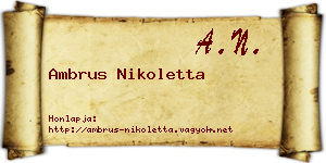 Ambrus Nikoletta névjegykártya